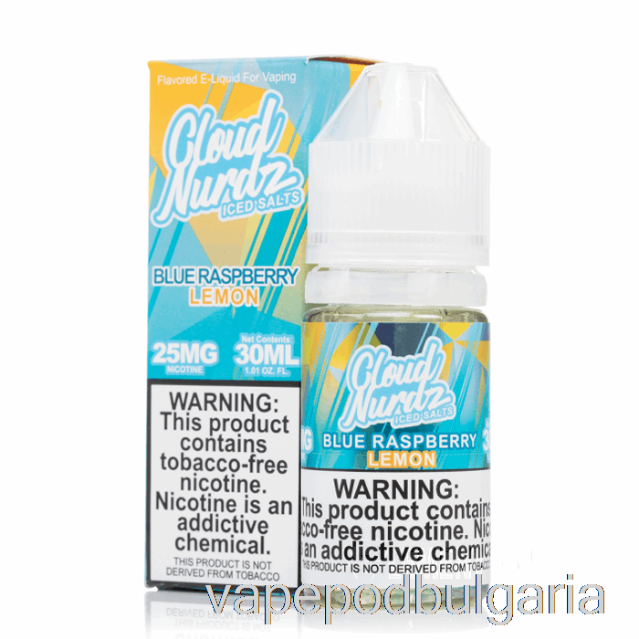 Vape 10000 Дръпки Iced Blue Raspberry Lemon - Cloud Nurdz Salts- 30ml 50mg